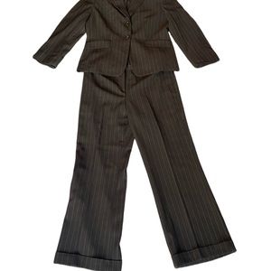 Brown Pinstripe Suit By Tahari Arthur Levine 33 inch waist